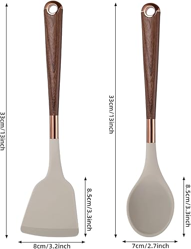 Miniatura 6 de MANJIA Juego de espátulas de silicona, cuchara de silicona antiadherente y espátula giratoria, cuchara de servir, espátula de cocina para cocinar