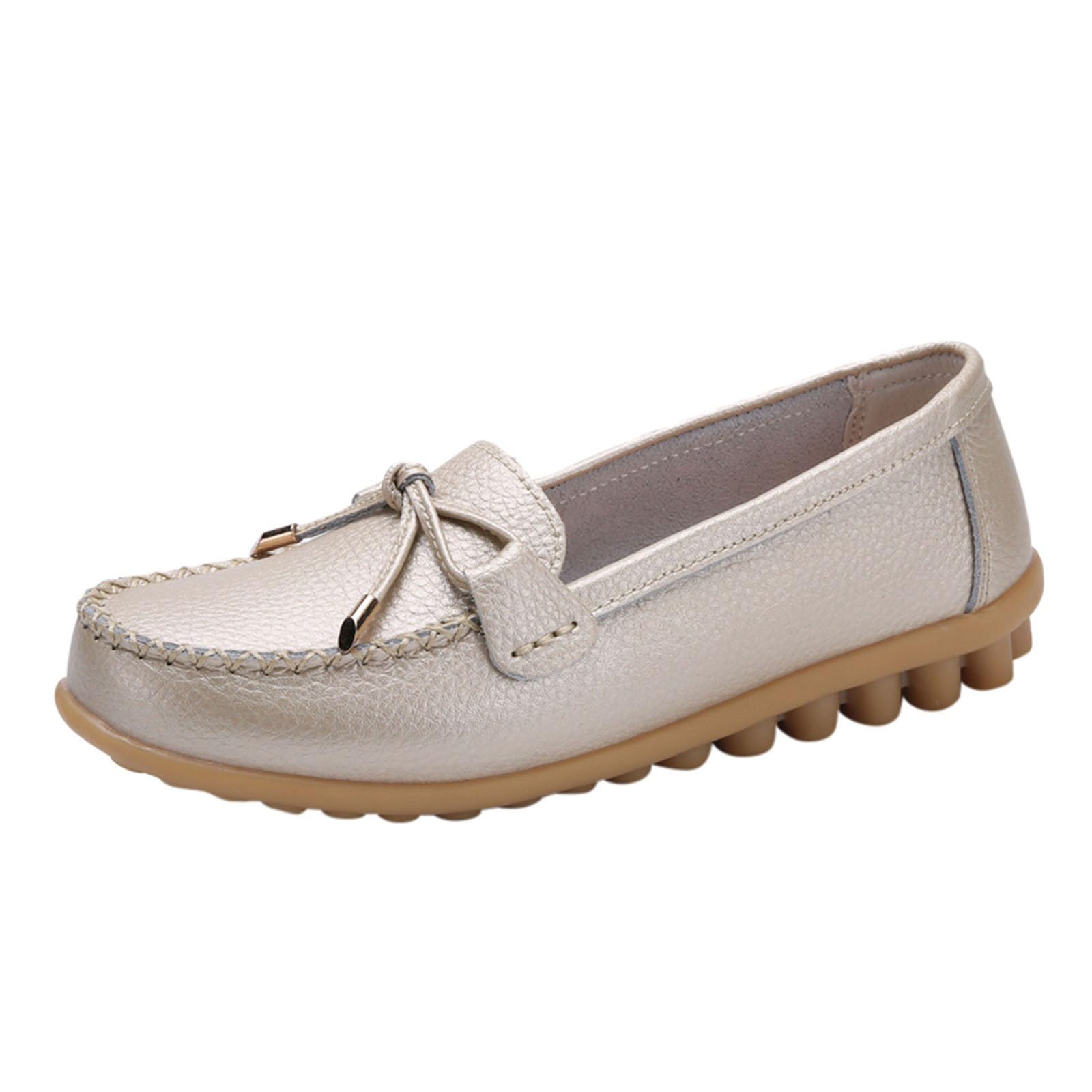 2026 Zapatos de mujer con lazo de color sólido, planos, antideslizantes, talla grande, zapatos individuales, zapatos casuales