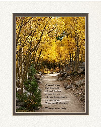 Son-in-law or Daughter-in-law Gift with Welcome to the Family Poem, Wedding Gift, Christmas or Birthday Gifts, Aspen Path Photo, 8x10 Double Matted