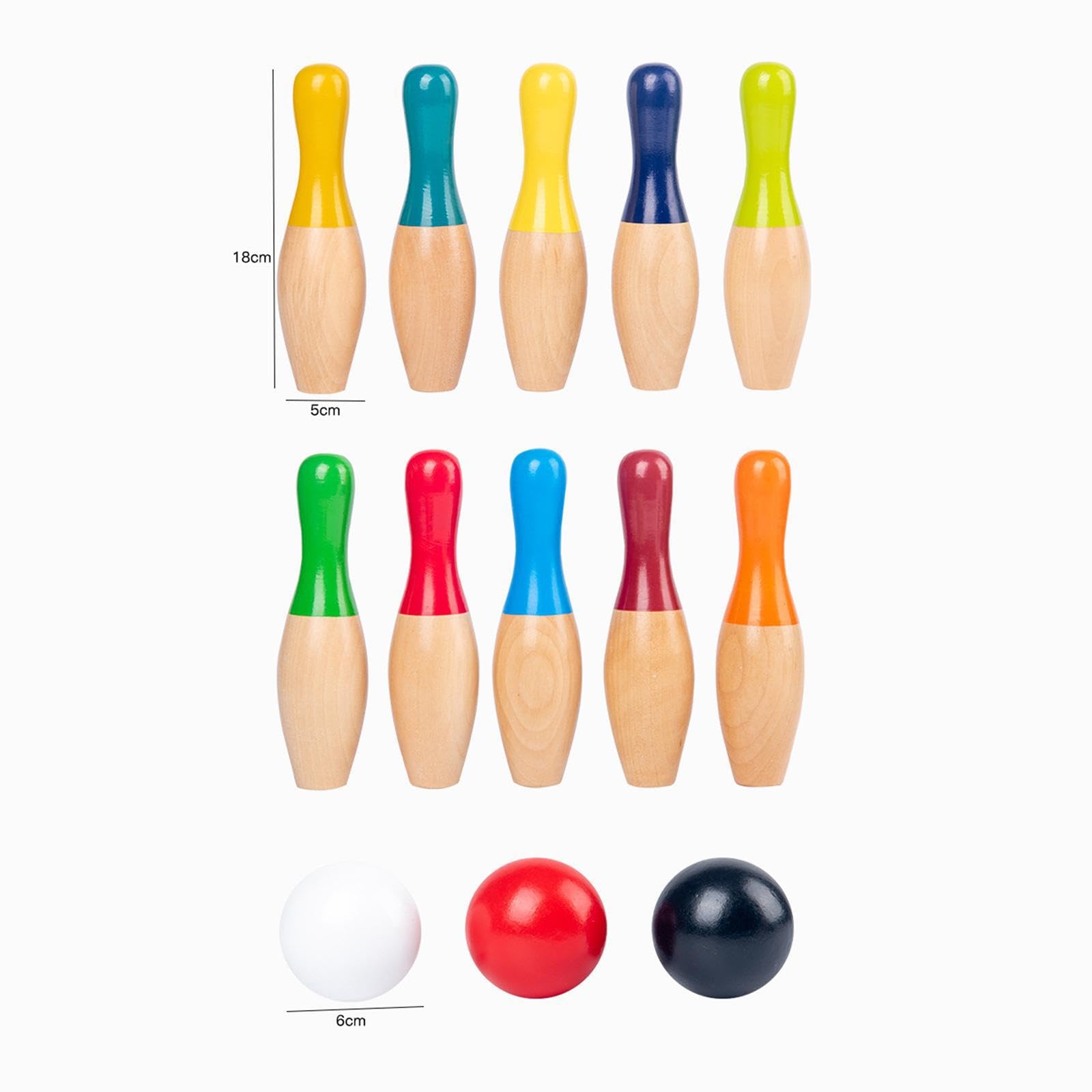 Unterhaltsames Familienspiel für Kleinkinder: Bowlingkugel Spiel für drinnen und draußen, Bowling Set mit Holzkegeln, Kugel und Spielkugel für die