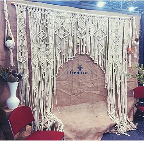 FVLFIL Macrame Wall Hanging Decor Boho Chic Style Macrame Curtain & Macrame Wedding Backdrop Arch 85" W x 85" L (1)