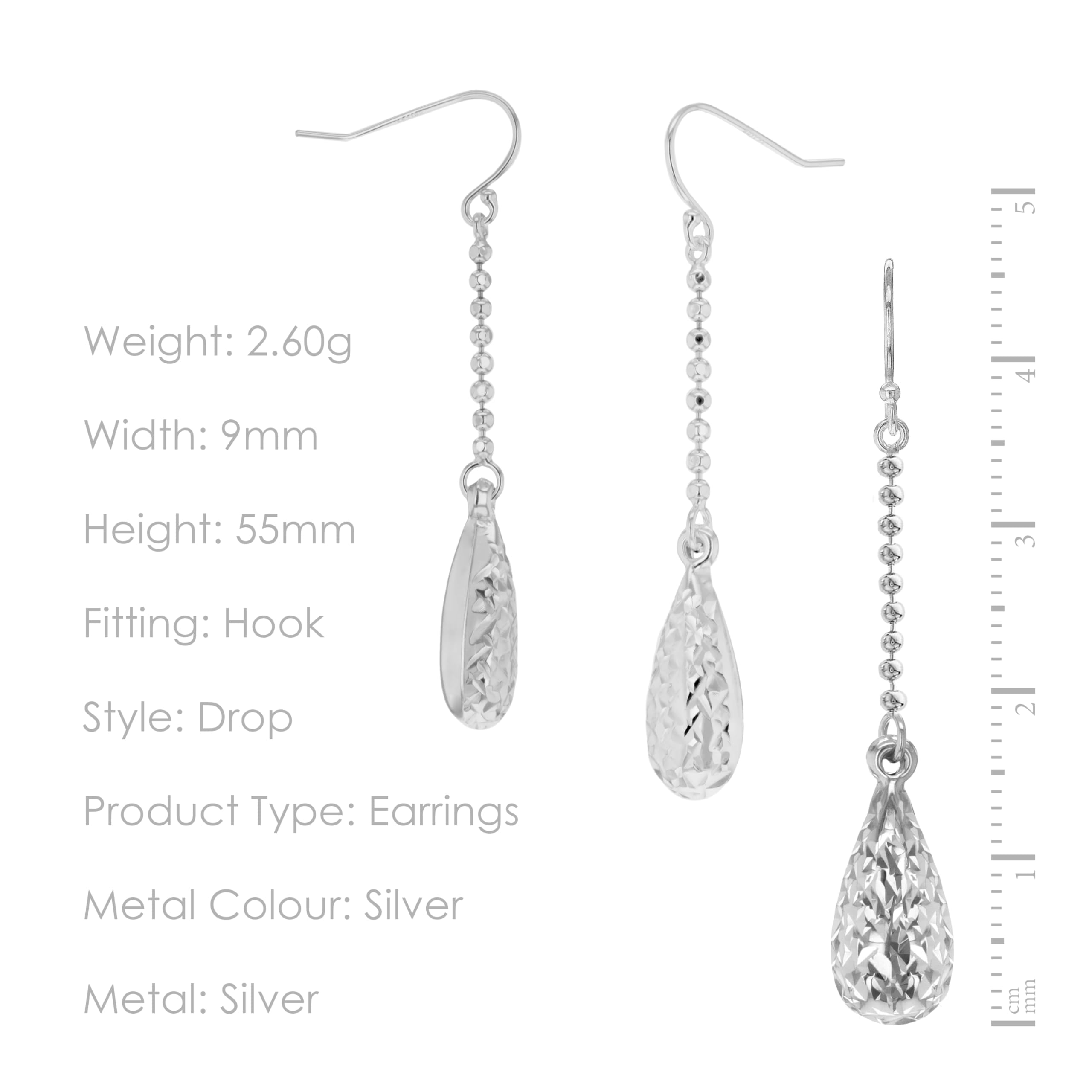 Tuscany Silver Orecchini a goccia taglio diamante da donna in argento sterling