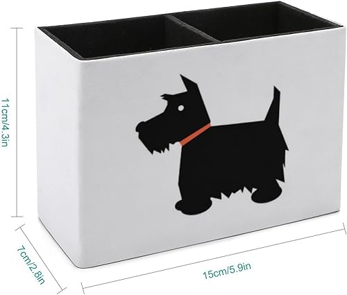 Miniatura 2 de Scottish Terrier - Estuche organizador de escritorio para bolígrafo de perro de piel sintética para oficina en casa