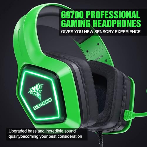Miniatura 6 de BENGOO G9700 Auriculares para juegos para PS4 PS5 Xbox One PC Controller, cancelación de ruido sobre la oreja Auriculares con micrófono, luz LED