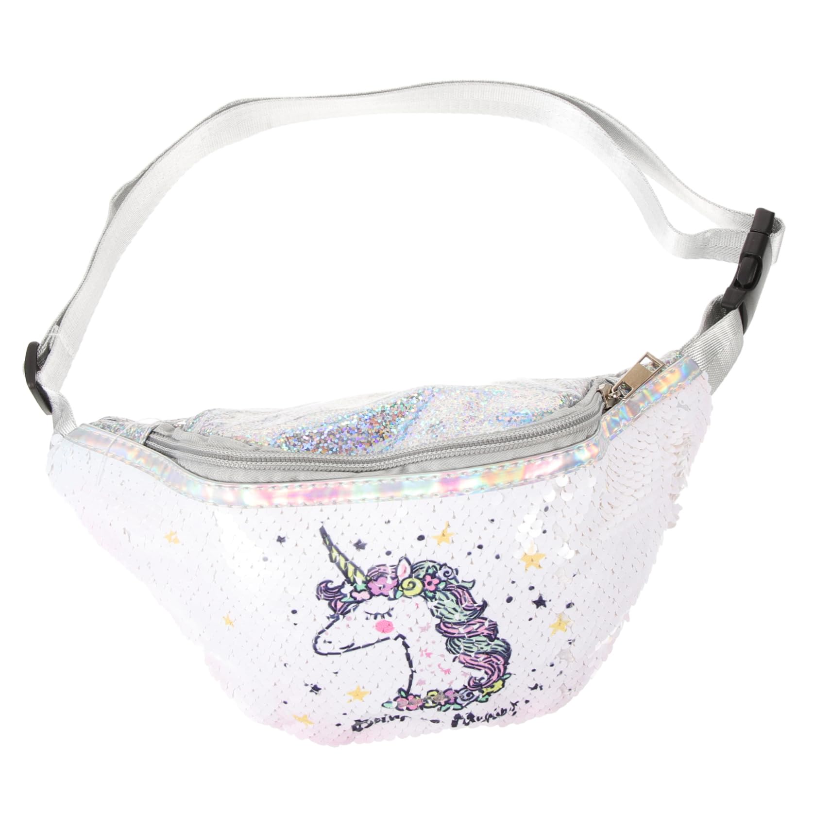 3stücke Sequin Bauchtasche Für Damen Verstellbarer Sportgürtel Für Fitness Festivals Und Reisen Glänzende Cartoon-Tasche Für Handy Und Essentials Weiß