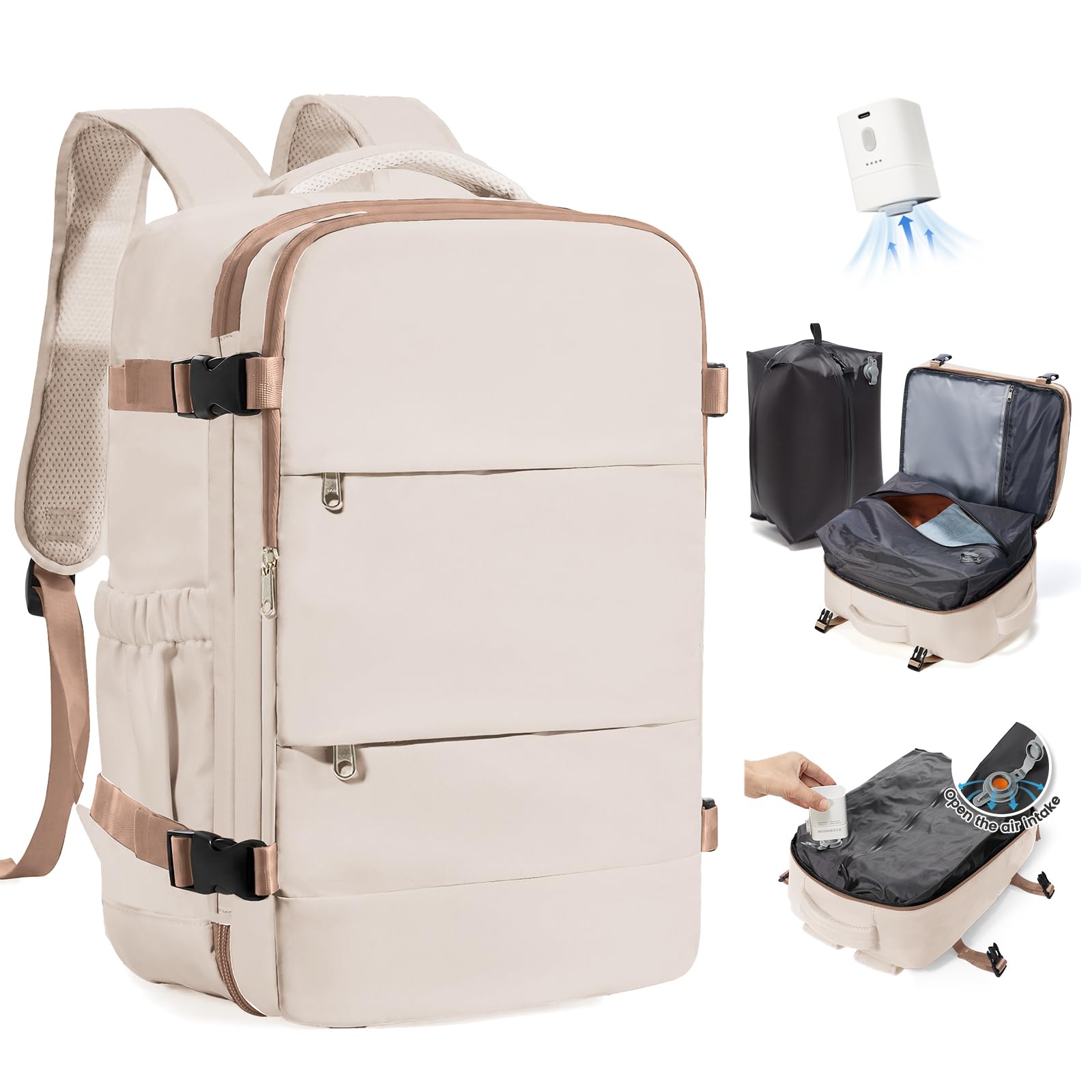 SZLX Zaino Ryanair 40x30x20 Sottovuoto con pompa Zaino da Viaggio 40x30x20 Ryanair Wizzair Bagaglio a Mano 40x20x25 Donna da impermeabile Zaino Casual Laptop da 14 Pollici con Scomparto per Scarpe