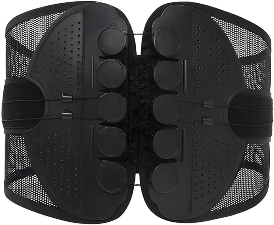Double Pull Lumbar Support Belt, Ergonomic Mesh Lower Back Brace for Men & Women, Posture Corrector for Exercise & Driving (Medium, Black)