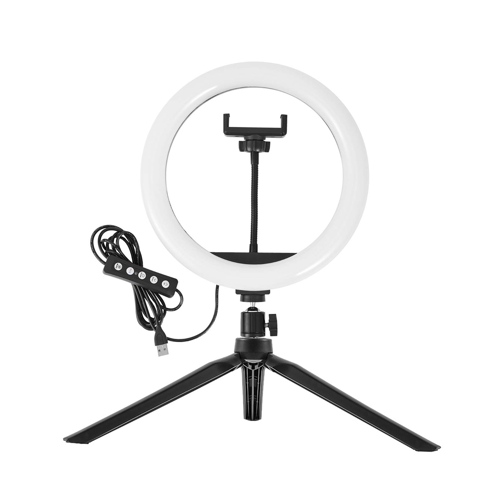 Luce ad Anello da 10 Pollici, Luce ad Anello per Selfie da Tavolo dimmerabile a 18 Colori, Luce ad Anello per Fotocamera a LED con treppiede e Supporto per Telefono per Il Trucco