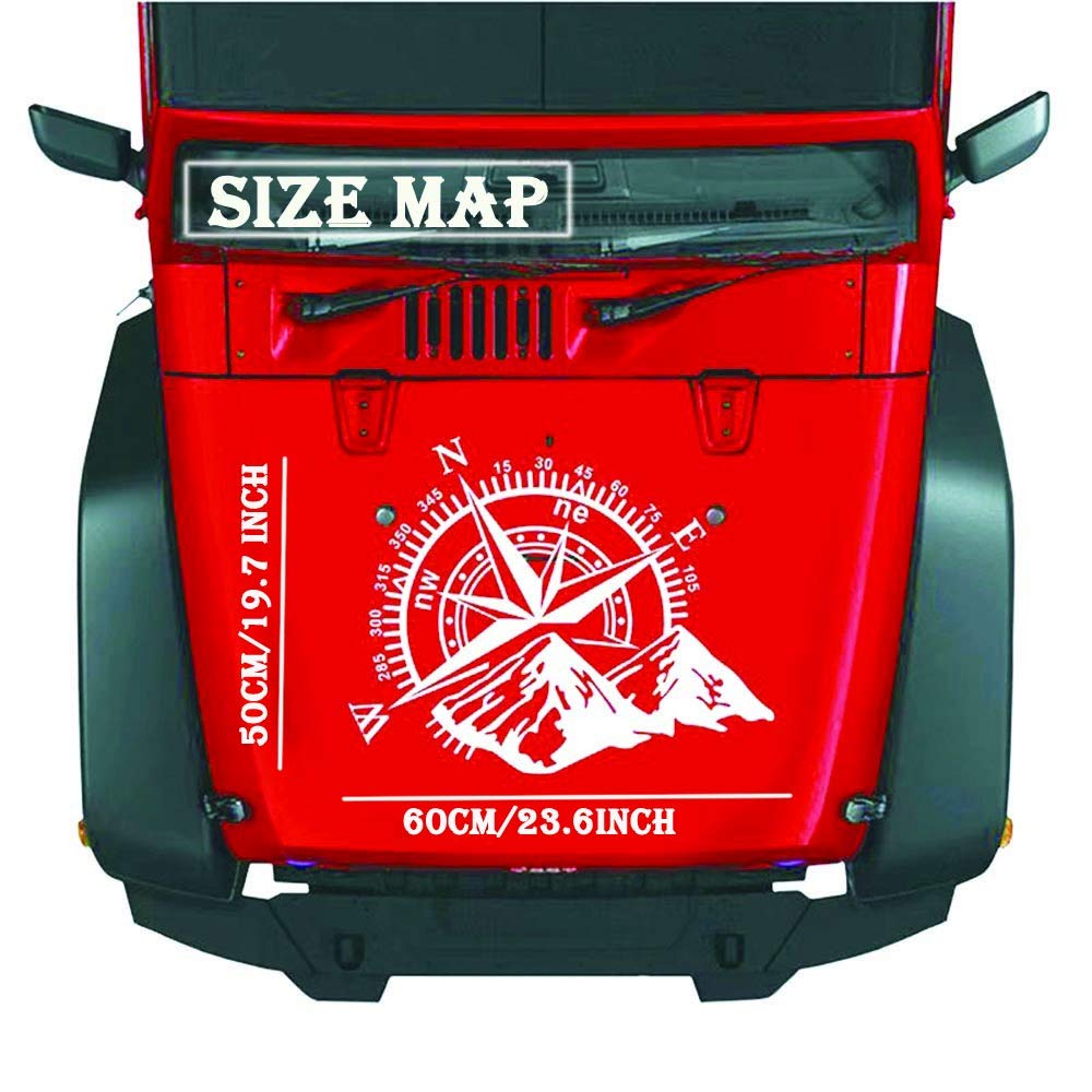 Fochutech Car Decals, Compass with Mountains Hood Decal / Car Window