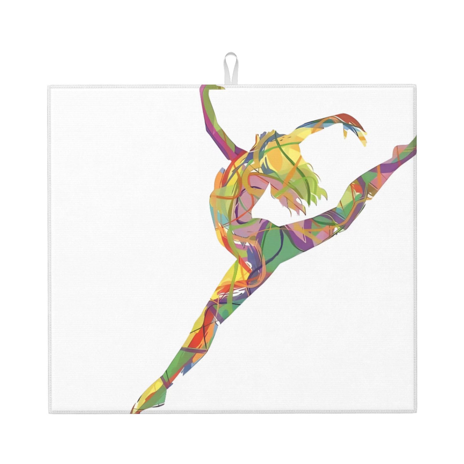 YYHWHJDE a Dancer Prints Kitchen Drying Mat - Absorbent Dish Drying Throw with Vibrant Prints, Quick-Dry Countertop Layer for Dishes & Appliances - Non-Slip & Foldable