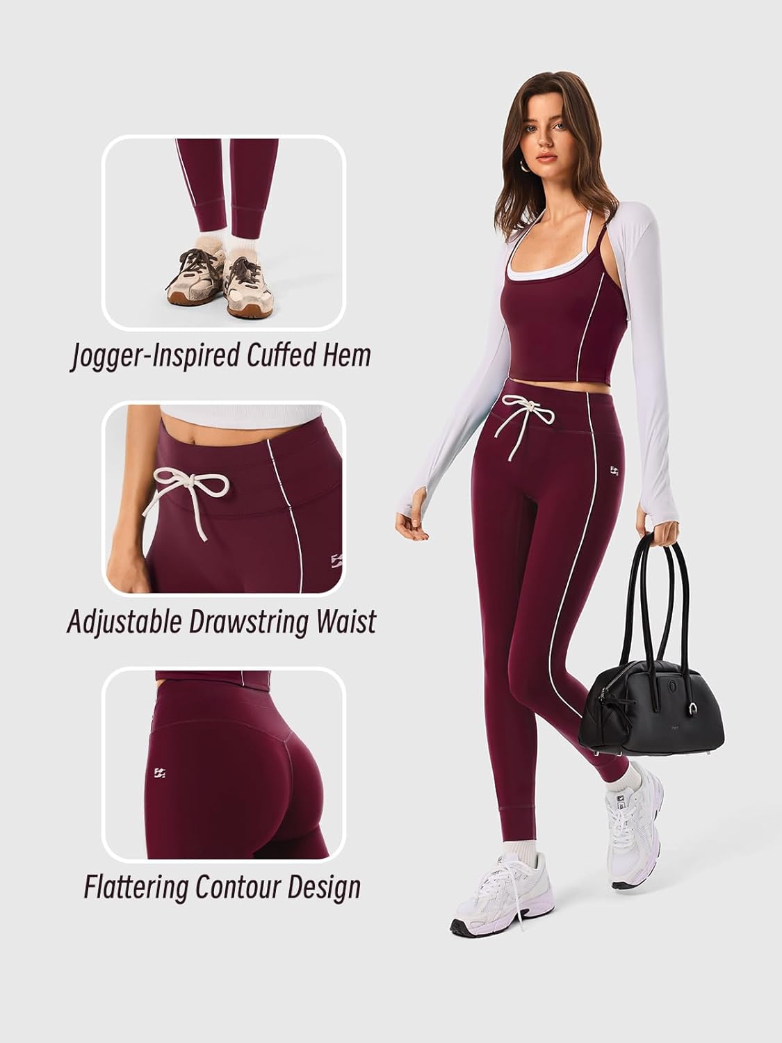 Drawstring Seamless Leggings for Women, High Waist Workout Yoga Pants, Running & Gym Sweatpants - Image 4