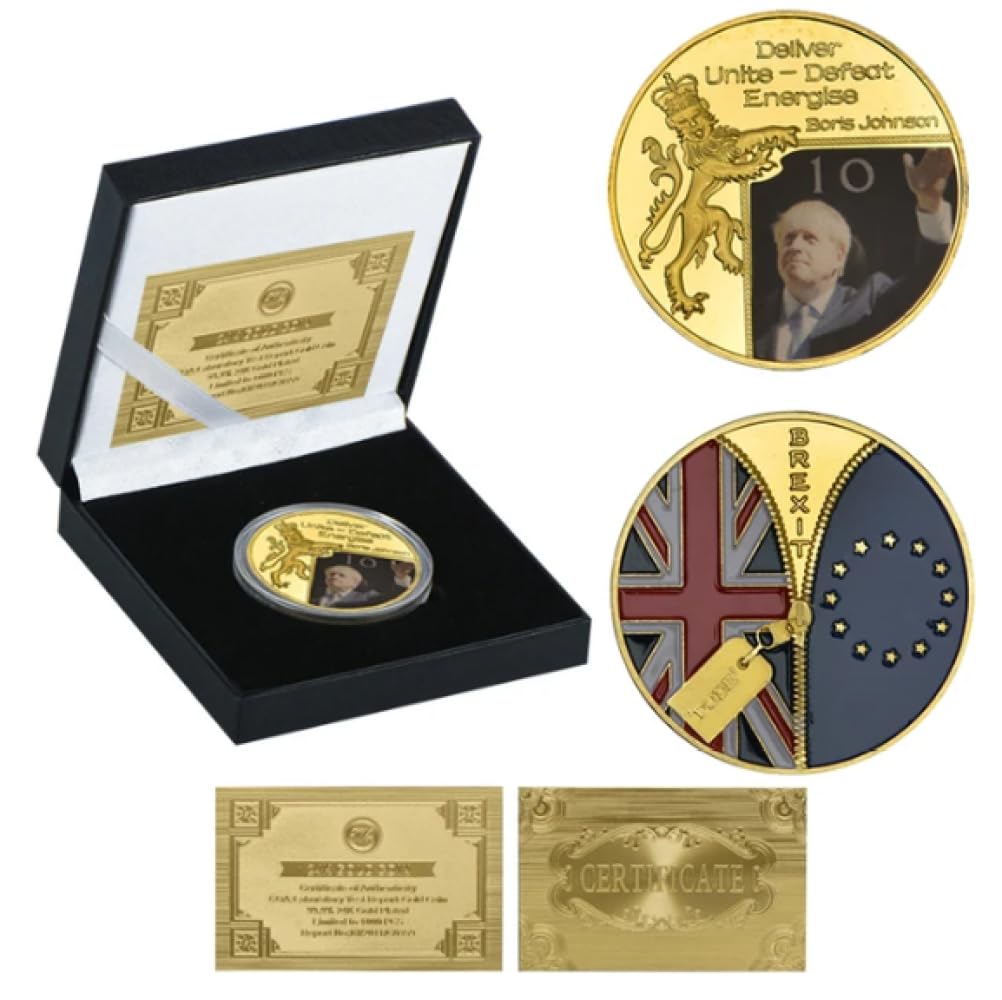 Rezajduie Gold Commemorative Coin British Prime Minister Boris Johnson Plated Challenge Coins Souvenir Coin Gifts For Collection