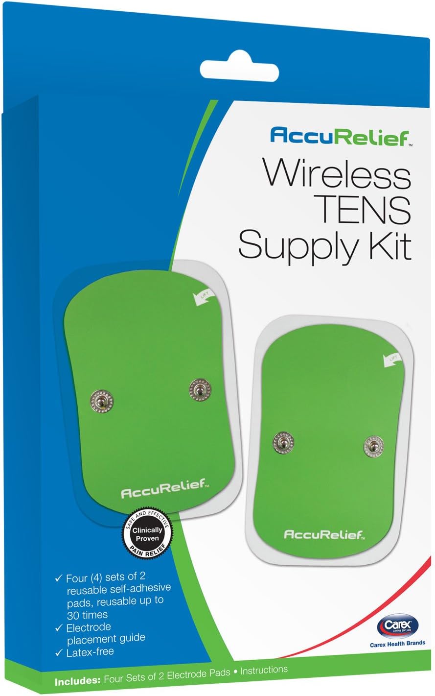 AccuRelief Wireless TENS Electrotherapy Pain Relief System Supply Kit (Packaging May Vary), Works with AccuRelief Wireless Remote Control TENS Device (ACRL-9000), 2 Pair (Pack of 1)