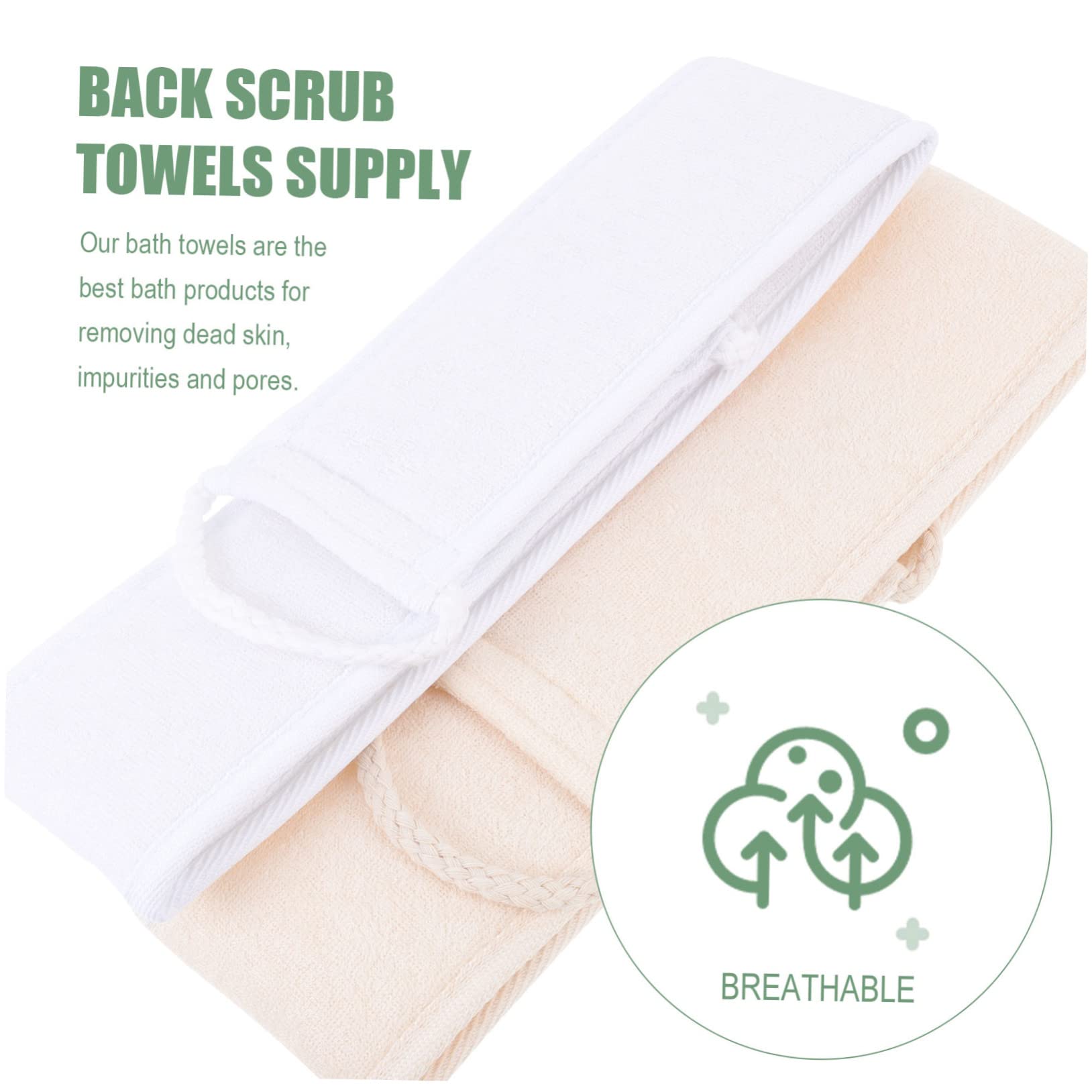 FRCOLOR 2Pcs Long Bathing Towels Two Sided Exfoliating Back Scrub Towels for Deep Cleaning Soft and Practical for Members