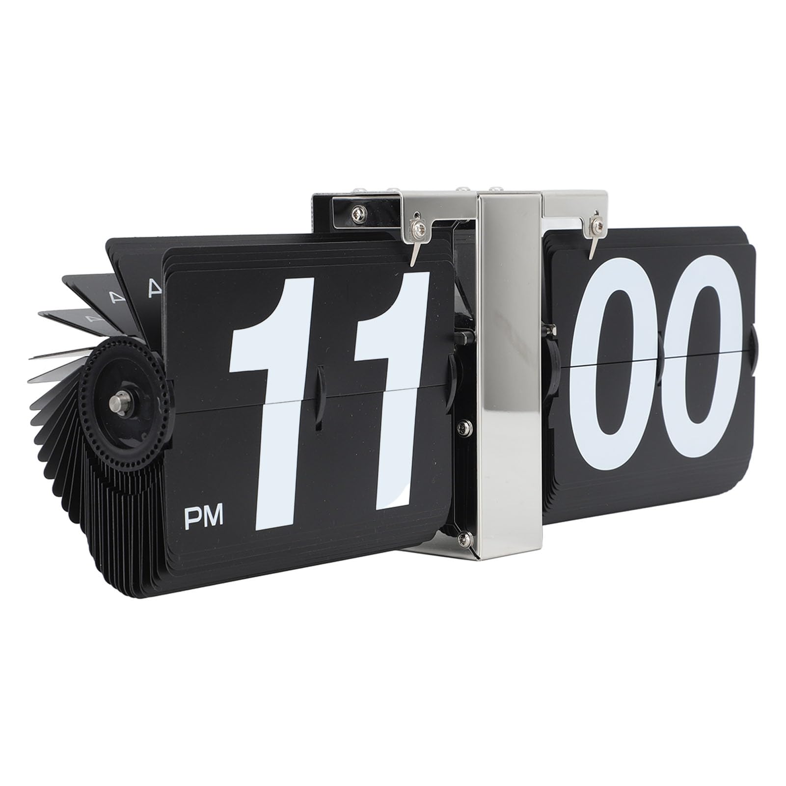 Flip Uhr Retro Minimalistisches Tischuhr Batteriebetrieben Klappuhr große Zahlen Kreative Flip Clock 12 H Kleine Schreibtischuhr für Zuhause Büro Dekoration (Black)