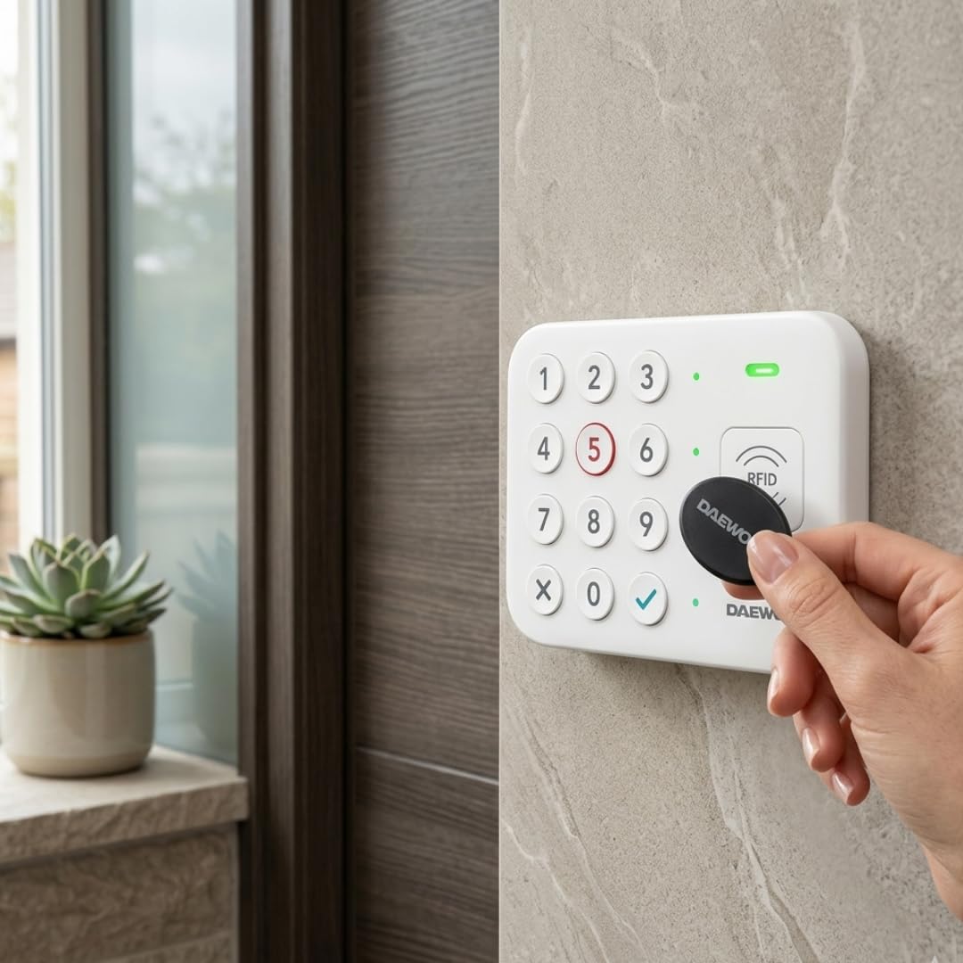 Daewoo Security - Pack Alarme Maison WiFi Vigilia VIG103 – sans Fil sans Abonnement, Caméra Full HD, Sirène Extérieure, Détecteurs Mouvement & Ouverture, Compatible Animaux, App Mobile