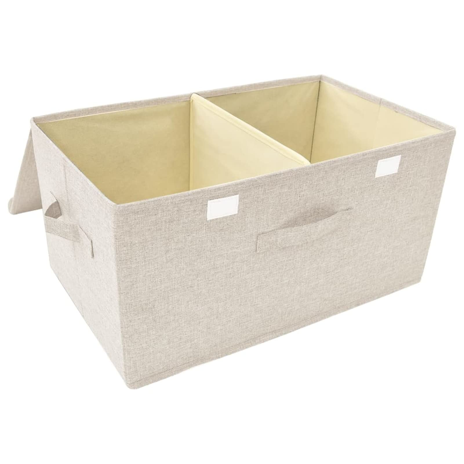 Tidyard 2 STK. Faltbare Aufbewahrungstasche, Dekoboxen mit Reißverschluss, Aufbewahrungskörbe, Spielzeug-Organizer, Stoff Creme 50x30x25 cm