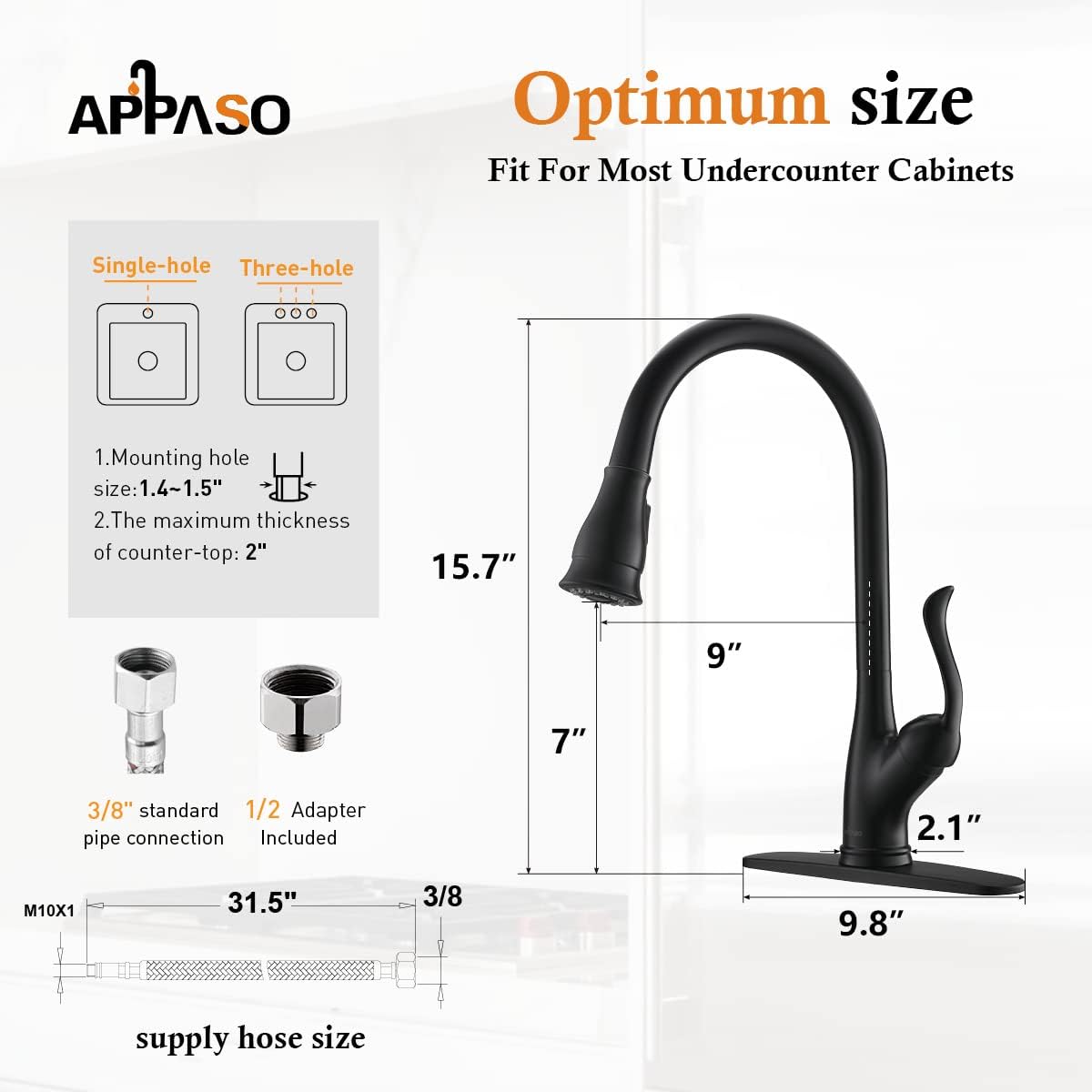 Exсluѕіvе Dіѕсоunt 60% Prісе APPASO Black Kitchen Faucet with Pull Down Sprayer, Single Handle Stainless Steel High Arc Kitchen Sink Faucet with Pull Out Sprayer Deck Plate