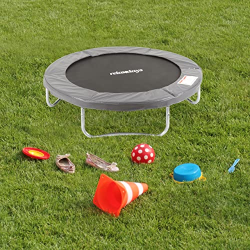 Relaxdays Trampolin Outdoor, Gartentrampolin für Kinder & Erwachsene, bis 150kg, mit Randabdeckung, versch. Größen, grau – Bild 3