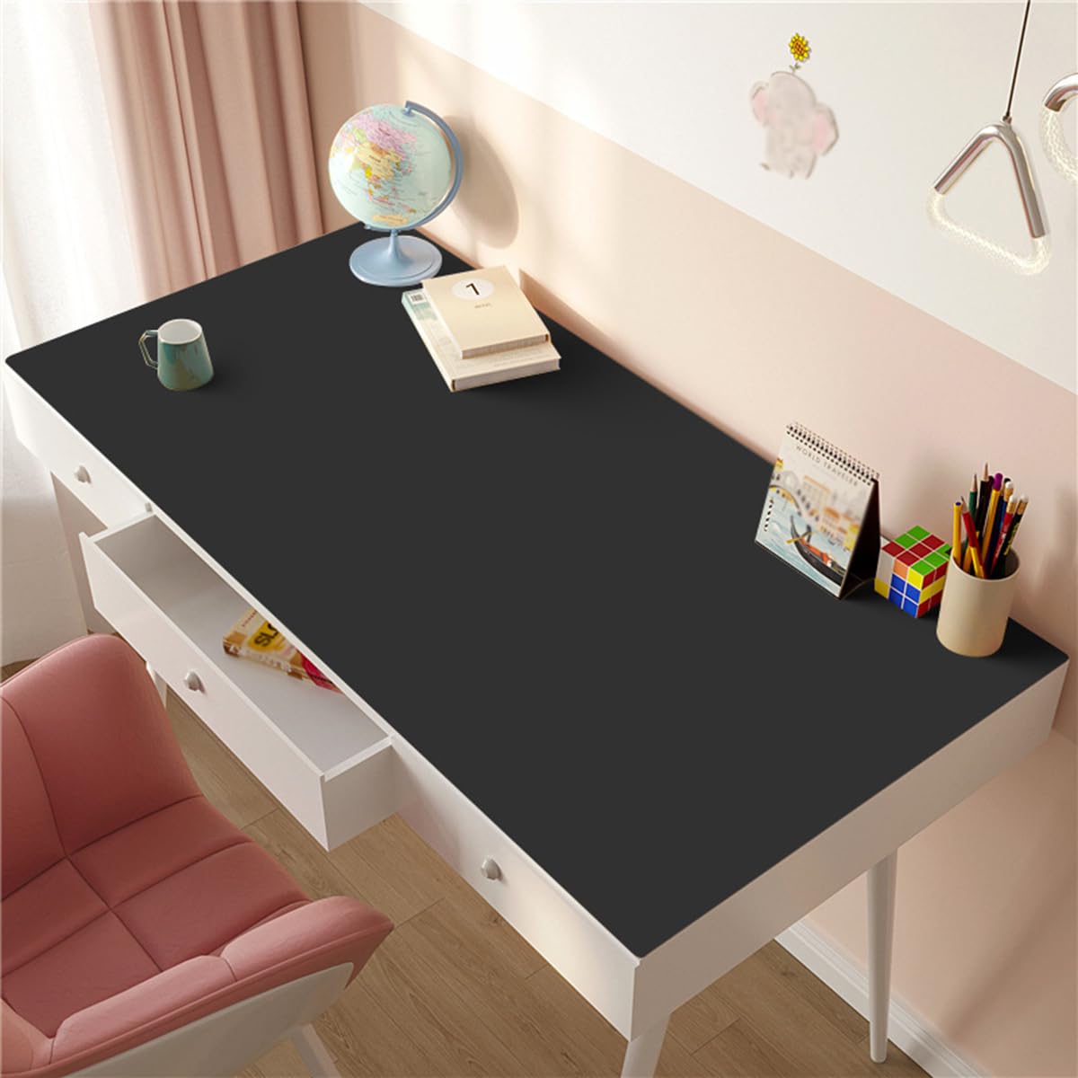 Alfombrilla de oficina, antideslizante, para juegos, trabajo y estudio, color negro