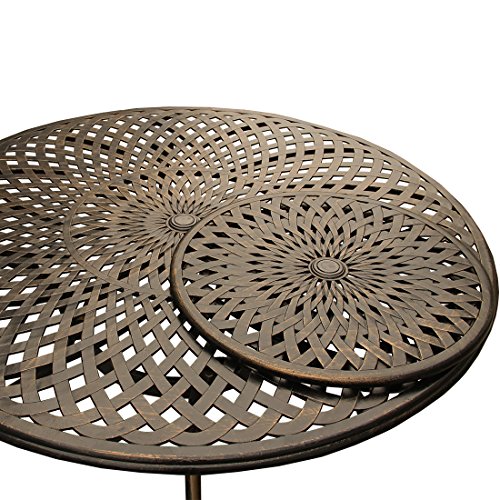 Oakland Living Contemporary Modern Mesh Lattice 59 inch Bronze Lazy Susan Outdoor Aluminum Round Patio Dining Table Large