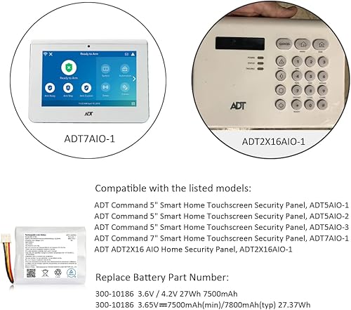 Miniatura 2 de iMah Batería de repuesto 300-10186 para ADT Command Smart Security Panel Batería de iones de litio 3.6V4.2V PN 300-10186 9300mAh de alta capacidad