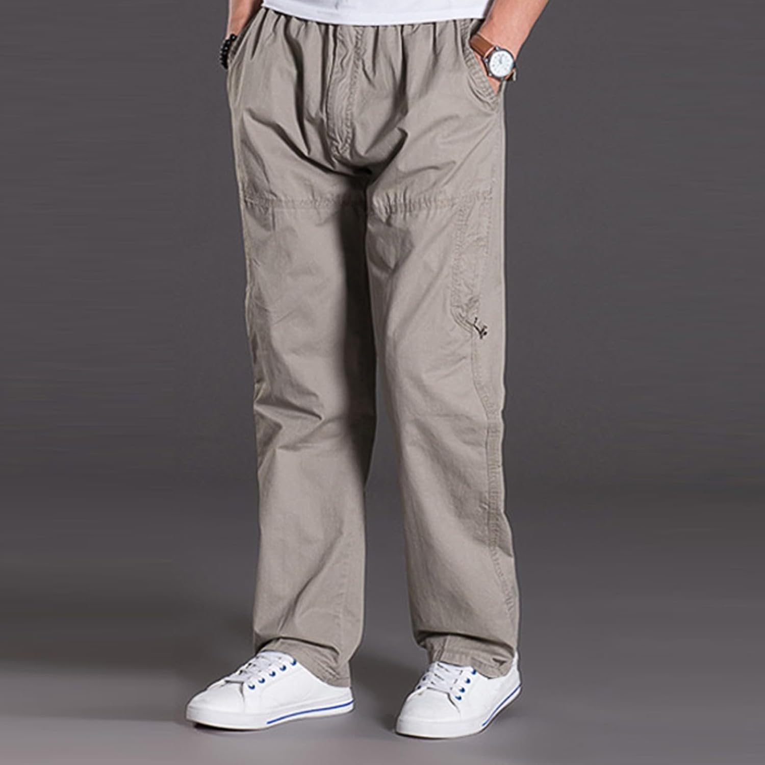 WENKOMG1 Men's Pants, Hiking Tactical Stretch Military Combat Work Pants with Pockets, L-6XL