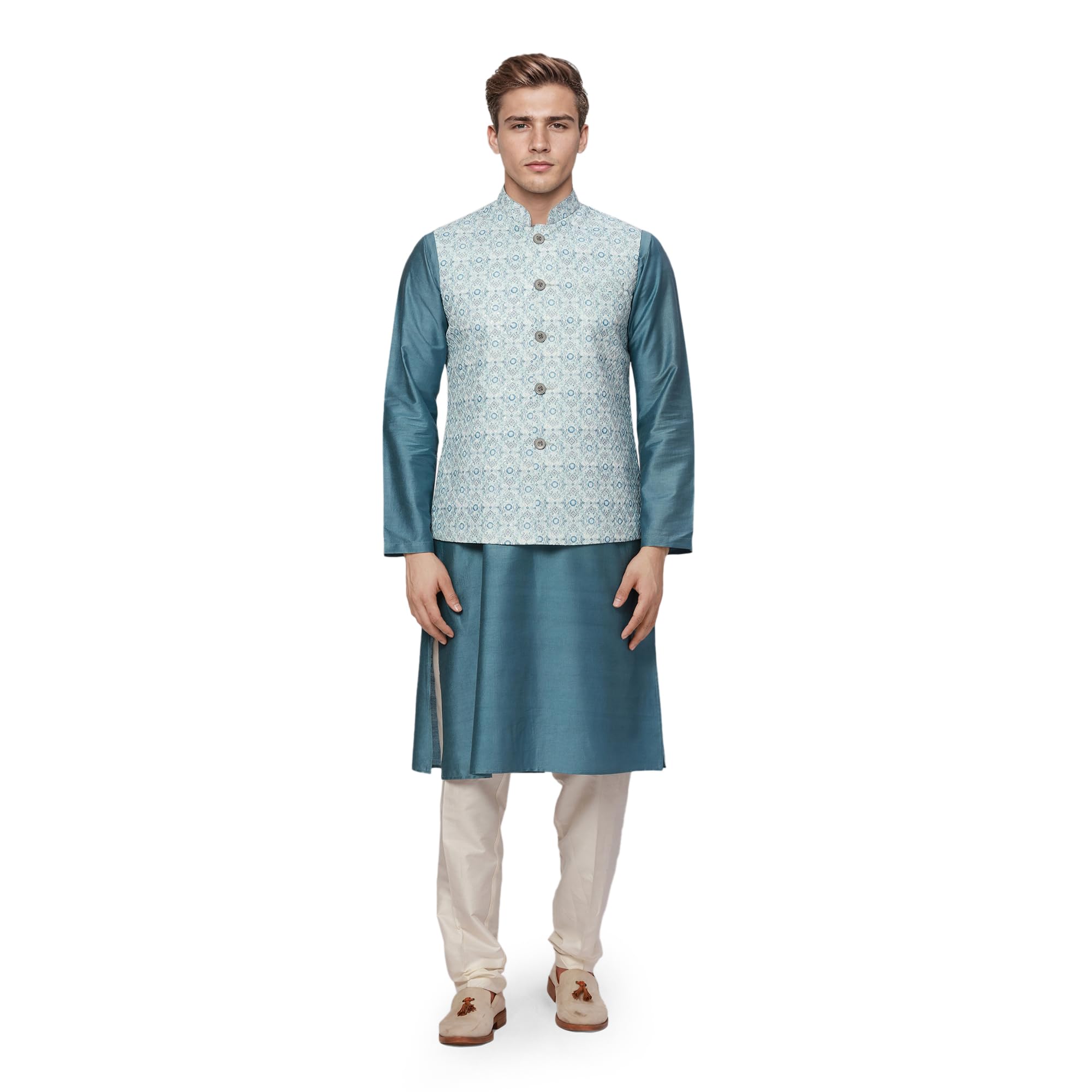 Ethnix Mens Light Blue Bundi
