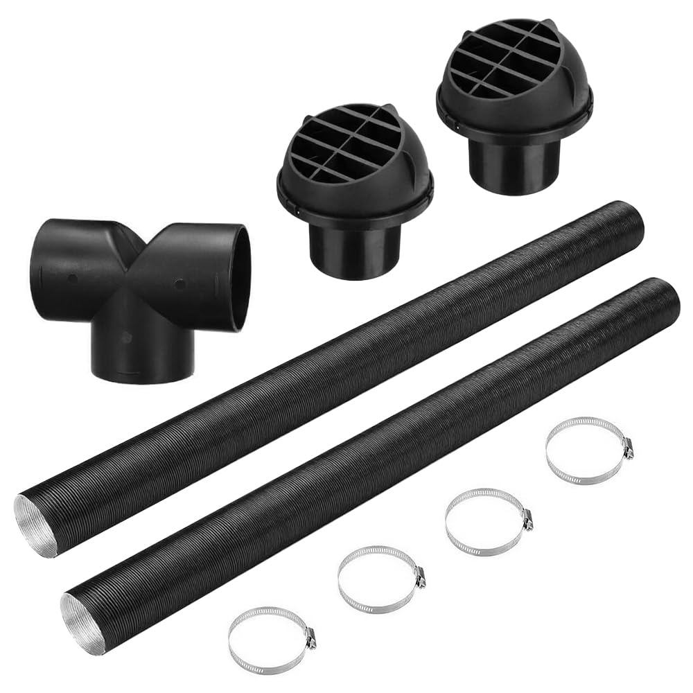 75mm Condotto del Tubo di Riscaldamento, Condotto per Tubo T Pezzo Uscita Aria Calda Presa per Tubi di Sfiato Set, per Riscaldatore di Parcheggio Webasto Eberspacher