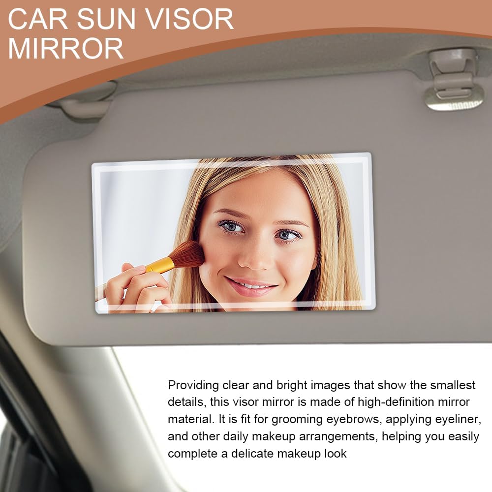 2PCS Car Sun Visor Mirror, Car Seat Mirror, 5.91"×3.15" Self-Adhesive Seatback Automotive Interior Cosmetic Mirrors, Shatter-proof Stainless Steel Auto Makeup Mirrors for Most Vehicles (2PCS) image 3