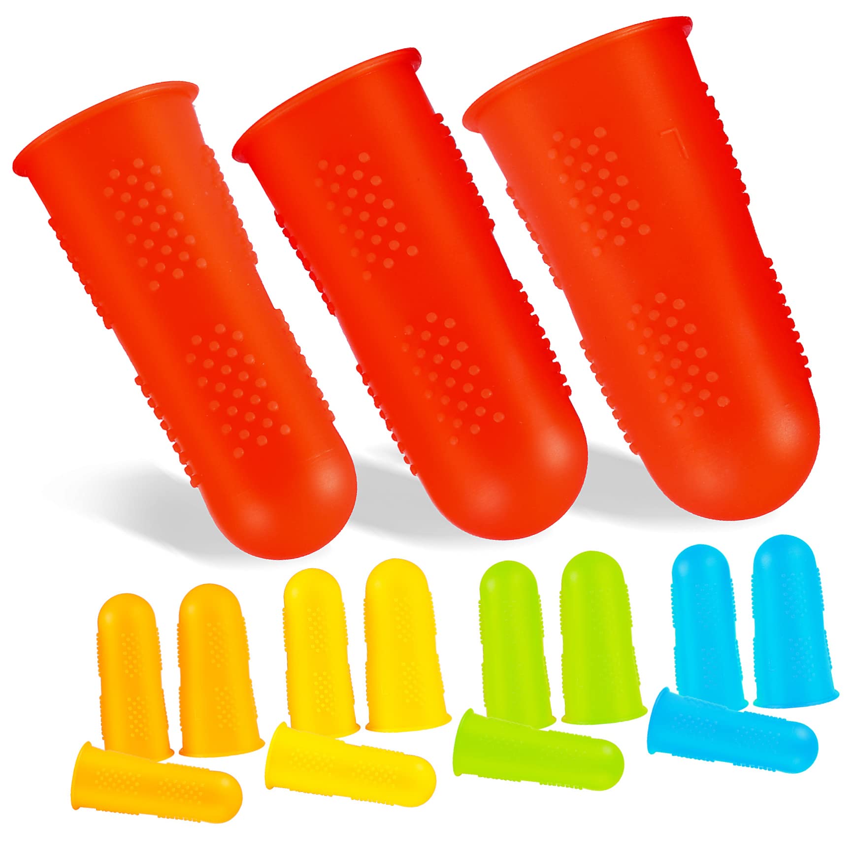 minkissy Silicone Finger Sleeves 15 Pcs Finger Caps Finger Protective Caps for Sewing Heat-Resistant Finger Guards Easy to Cle