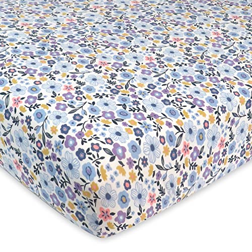 Image of HonestBaby Unisex-Baby Classics Fitted Crib Sheets Set Standard Mattress, 100% Organic Cotton Baby Boys, Girls, Neutral, 1 Pack - Rose Blossom, One Size