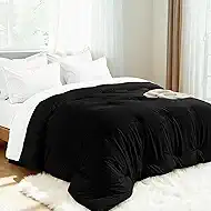 Comforters Twin Size, All Season Quilted Bed Comforter, Ultra-Soft Down Alternative Duvet Insert with 4 Tabs, Lightweight Bedding Blanket - Machine Washable, Black