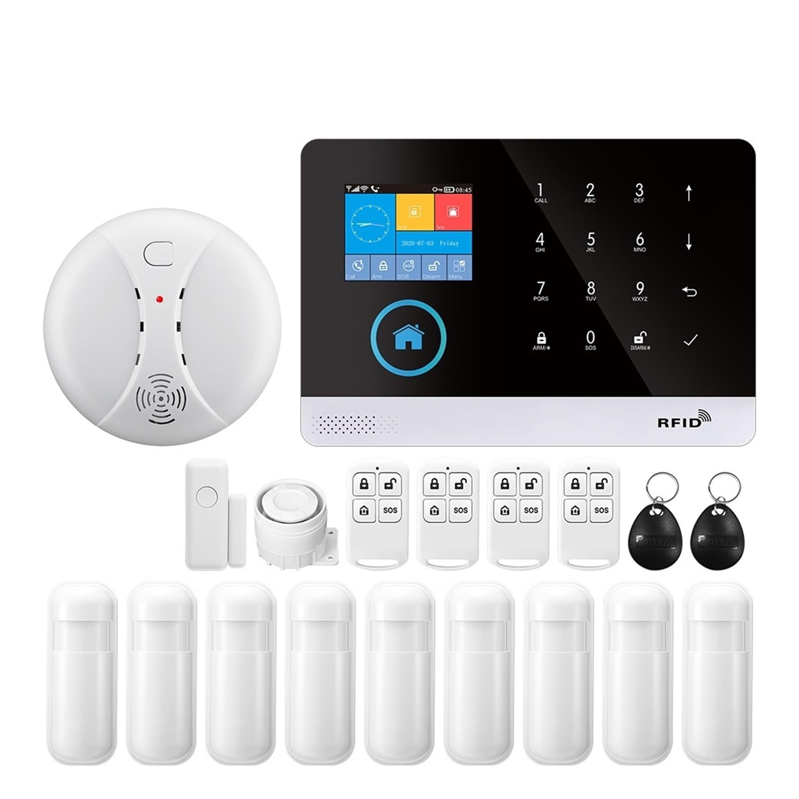 Sistemi Allarme Casa Kit Fai Da Te For Di Allarme Antifurto Intelligente Senza Fili WIFI GSM Con Sensore Porta E Movimento PIR(K)