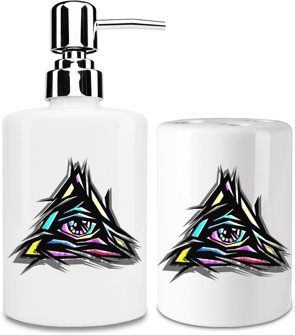 Hamerson Colorful Illuminati Soap Dispenser & Toothbrush Holder Set| Add A Unique Touch In Your Skin & Teeth Regimen| Stylish & Unique Bathroom Accessories