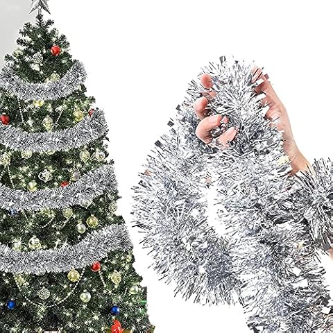 Weyying 6 Stück Metallische Lametta Girlanden, Weihnachten Lametta Girlande, Festliches Weihnachten Lamettaa, Lametta Twist Girlande, 2M Cover
