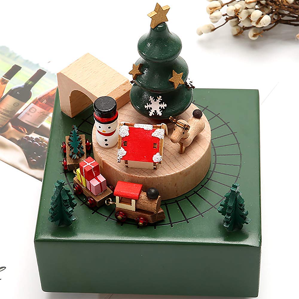 Amazon.co.jp: 木製オルゴール クリスマス 雪の結晶 デコレーション