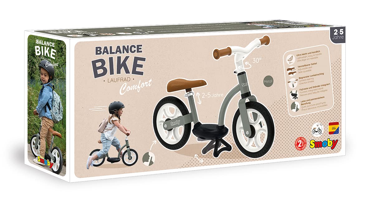 Smoby - Draisienne Confort - Roues Silencieuses - Facile à Manier - Repose-Pieds + Béquille Intégrée - Selle Réglable - A Partir de 2 Ans