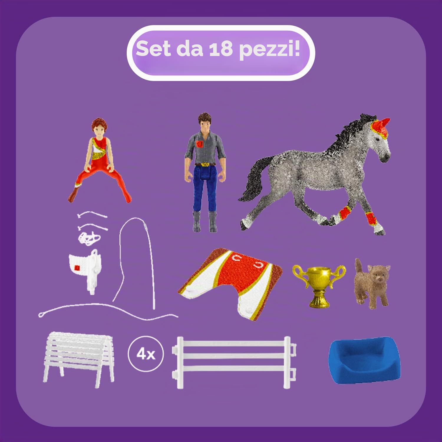 SCHLEICH 42443 Horse Club Mia's vaulting set, 6.6 x 24.5 x 19 cm