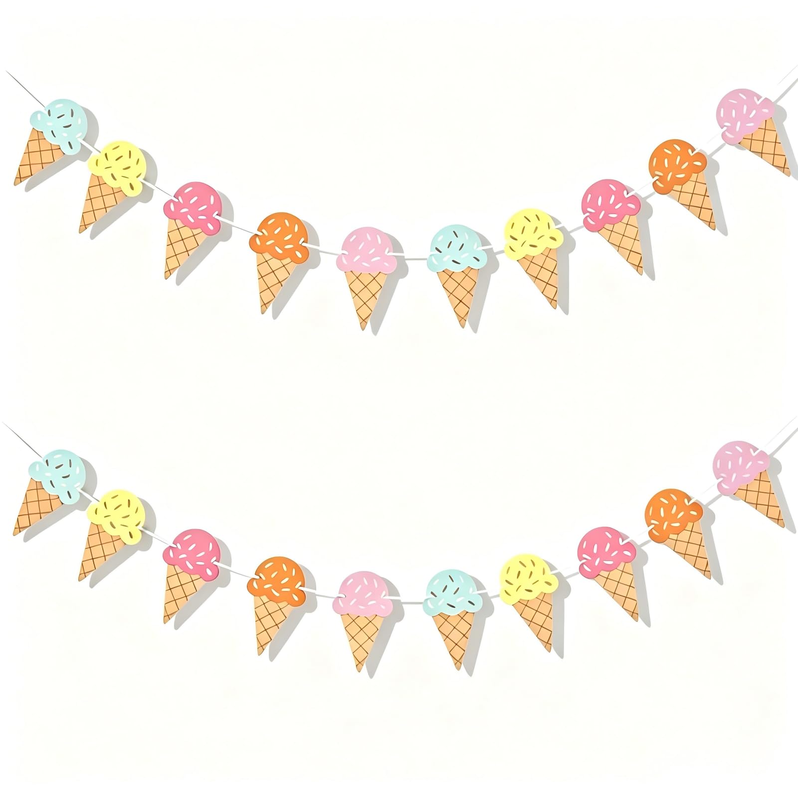 2Pcs Ice Cream Banner Party Decorations,Ice Cream Birthday Party Decorations Banner Garland Photo Props Backdrop for Summer Baby Shower Birthday Wedding Hawaiian Party Decorations Supplies