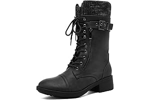 Stylish Women's Winter Lace-Up Mid-Calf Combat Riding Military Boots