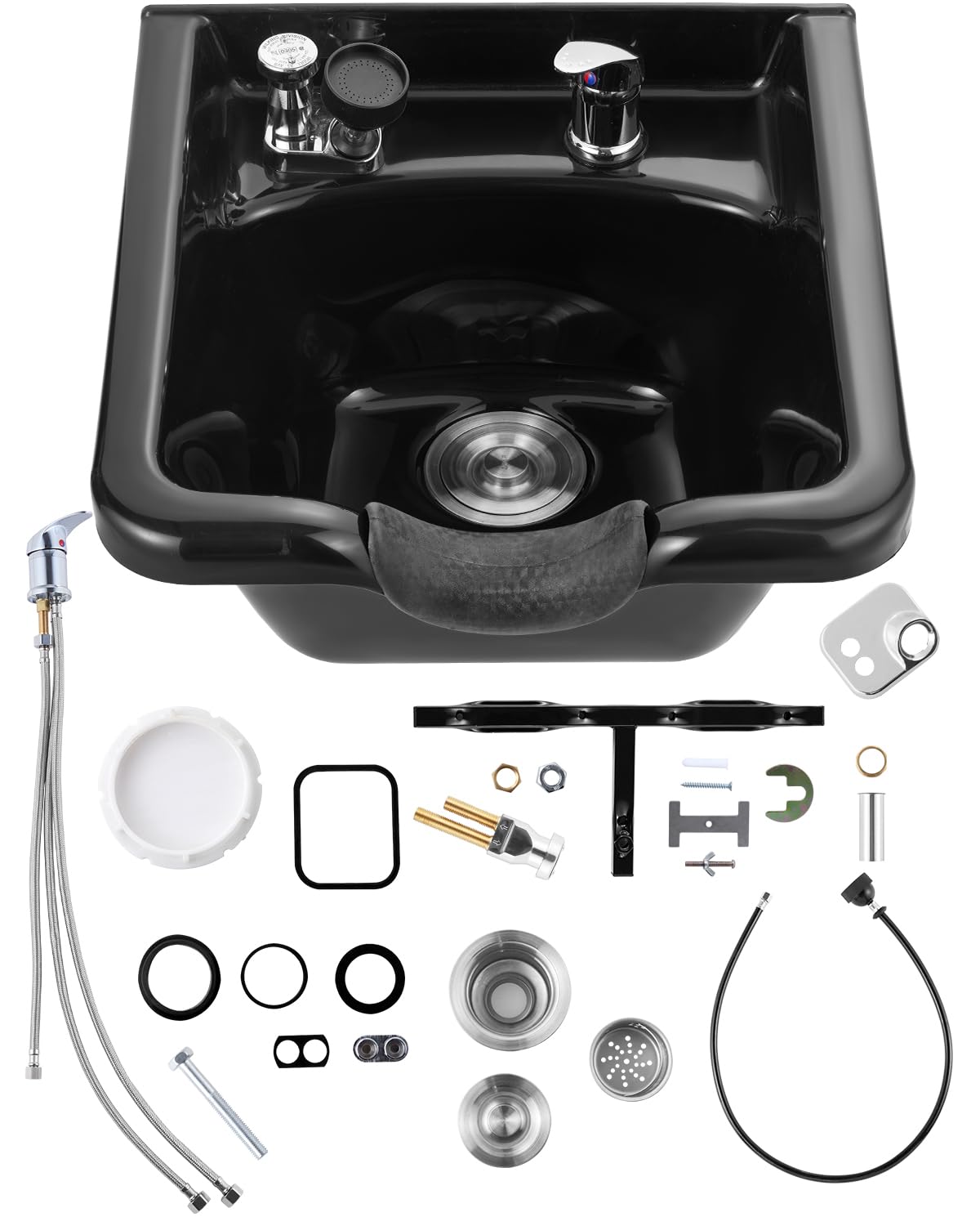 VEVOR Shampoo Bowl Hair Sink for Salons, Black Hairdresser Basin, ABS Plastic Spa Hairs Washing Wash Sink, Hairs Backwash Basin Beauty Salon Equipment for Hairstylists