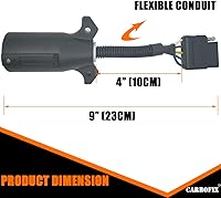 Vista 3 de CARROFIX Adaptador de cableado de luz de remolque plano redondo de 7 vías a 5 vías RV Blade 7 a 5 conectores