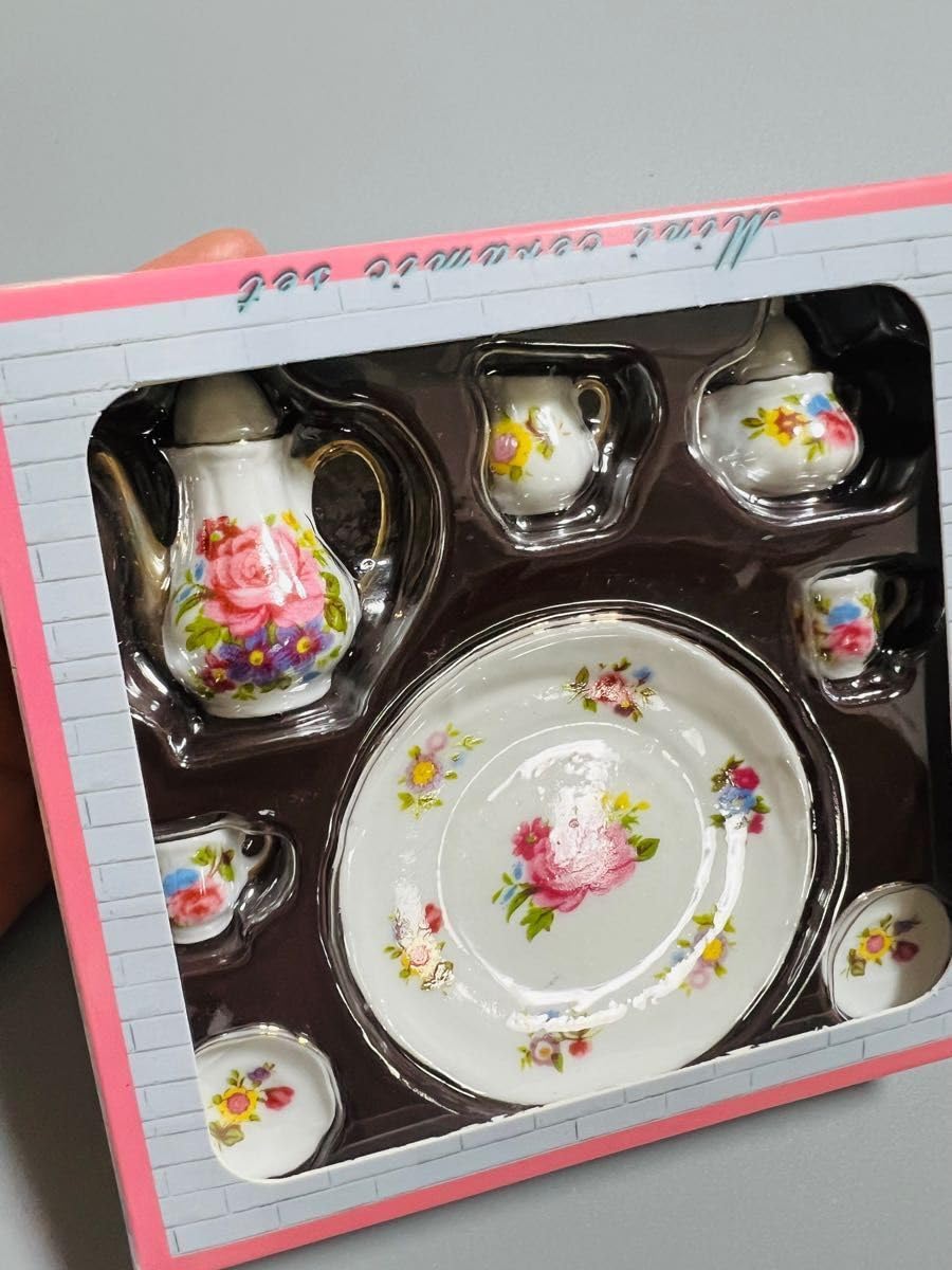 Harrods ティーセット ミニチュア陶磁器 6点セット イギリス 1980年代 磁器 - - ミニチュアティーセット
