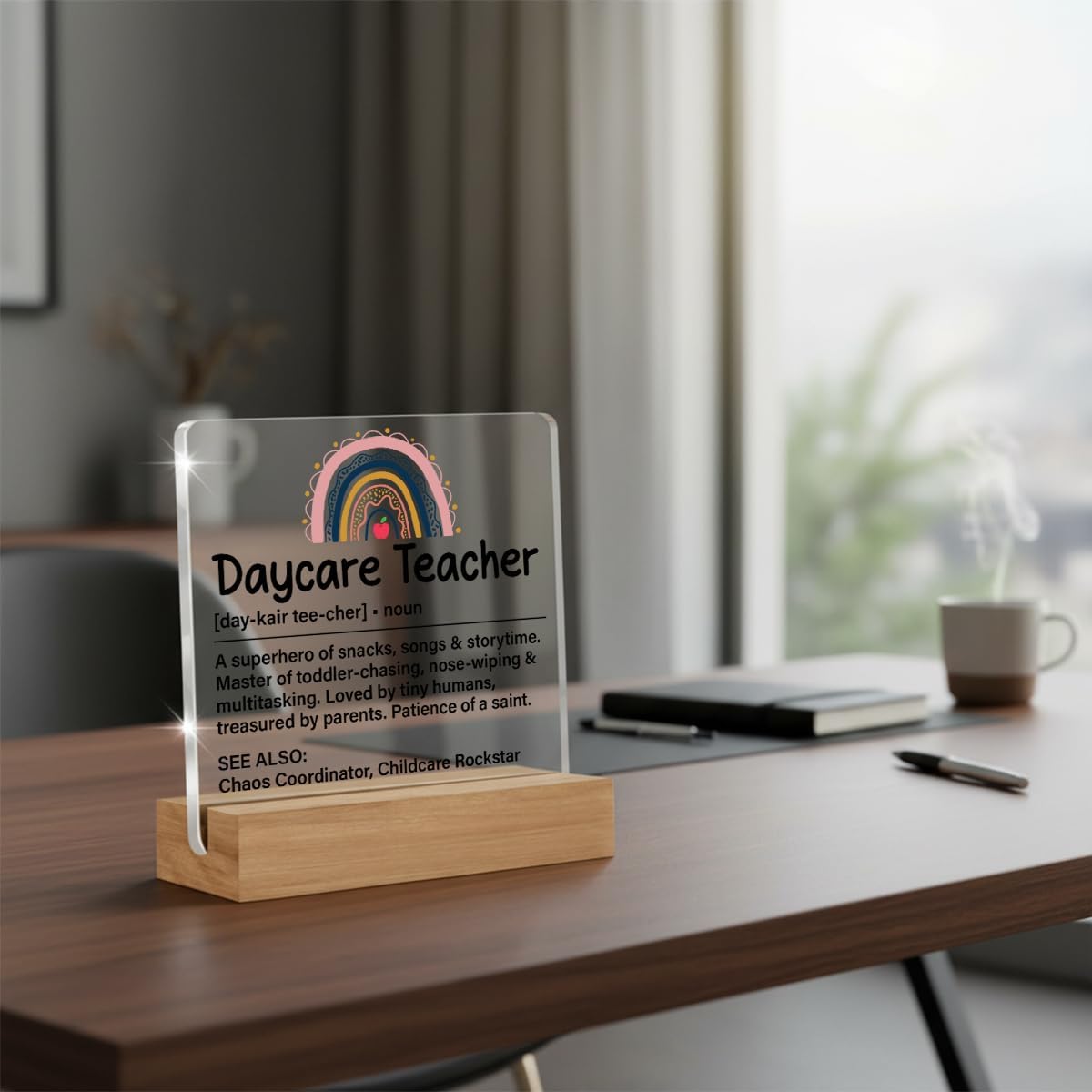 Daycare Teacher Gifts for Women, Appreciation Gift for Daycare Teacher Preschool Teachers Childcare Worker Early Childhood Educator, Clear Acrylic Sign Teachers Office Decorations image 2