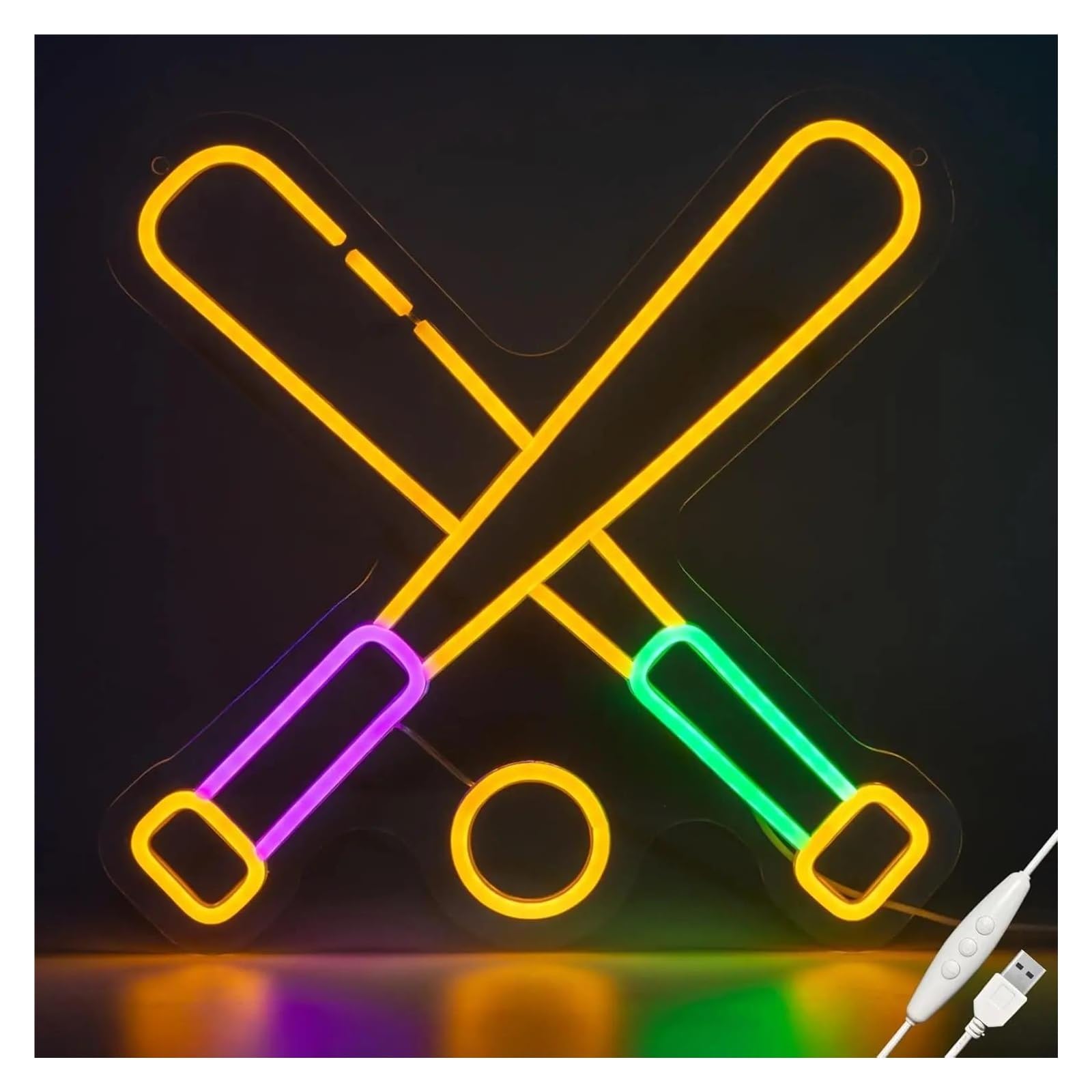 Rongch One Color Hanging Art Signs Baseball Neon Sign Dimmable,For Man Cave,Game Room Bar Sports Club Wall Decor 35X35cm
