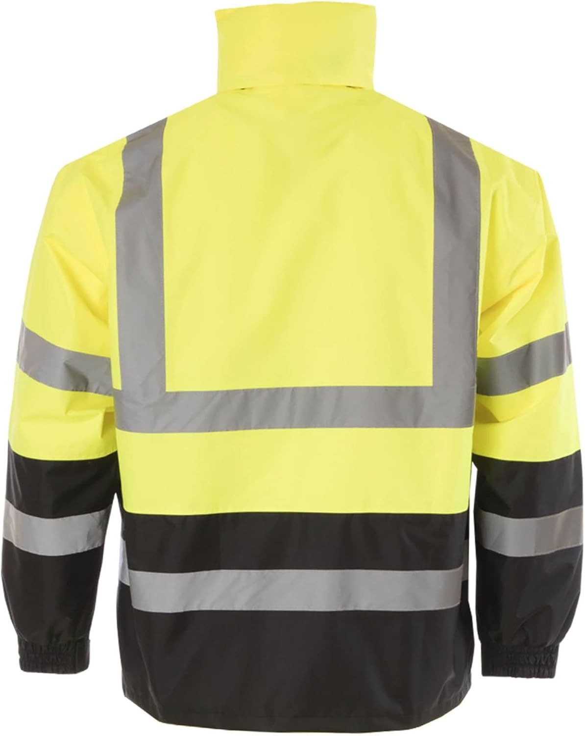 JORESTECH Safety Men's Rain Set with Hi Vis Jacket with hood, with Reflective Stripe, Dirt-concealing Black Bottom Pants