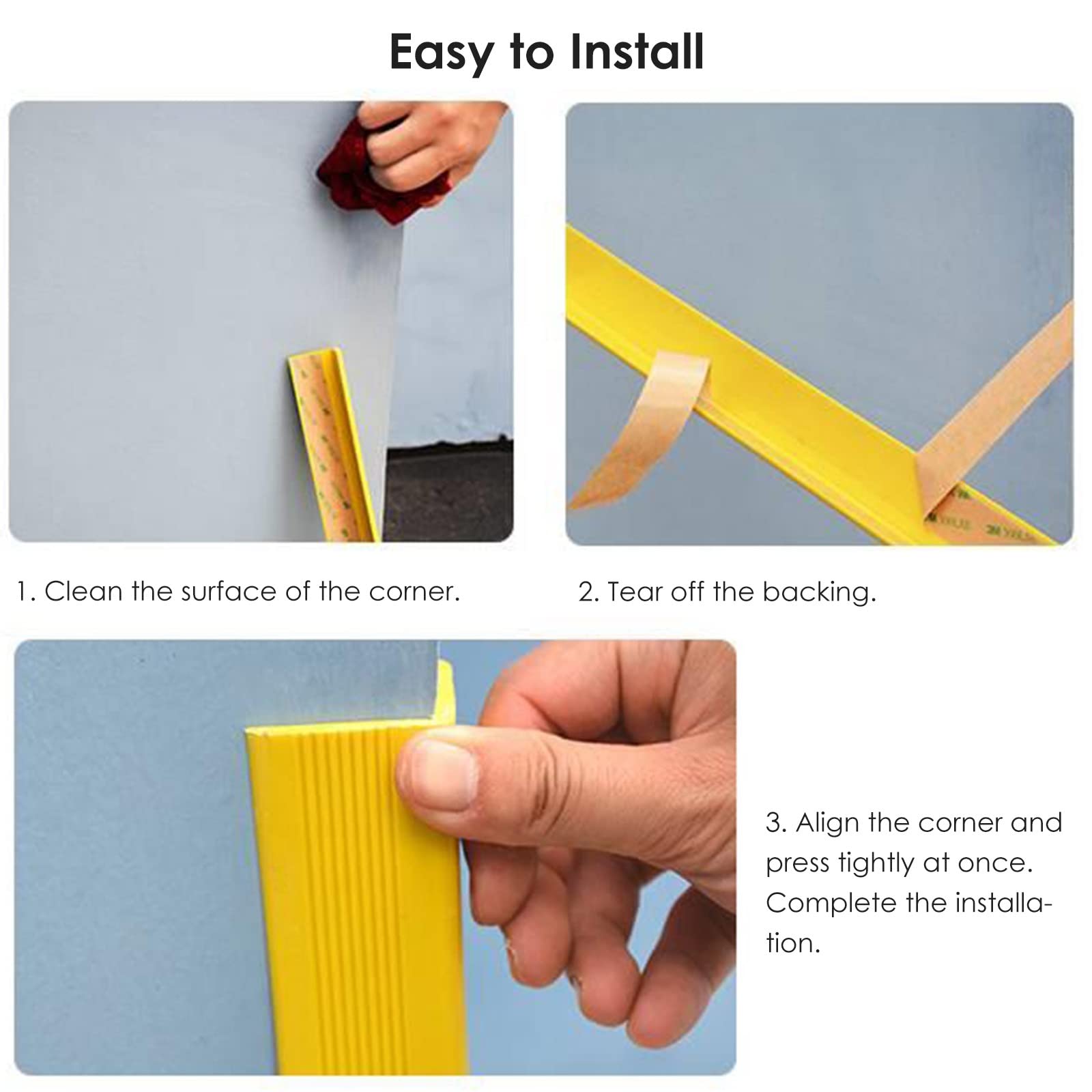 3,5 cm breiter Eckenschutz für Schulwände, weicher Kunststoff, wasserdichter Eckwandschutz, 5 m langer Eckenschutz, inklusive Klebstoff, Gelb