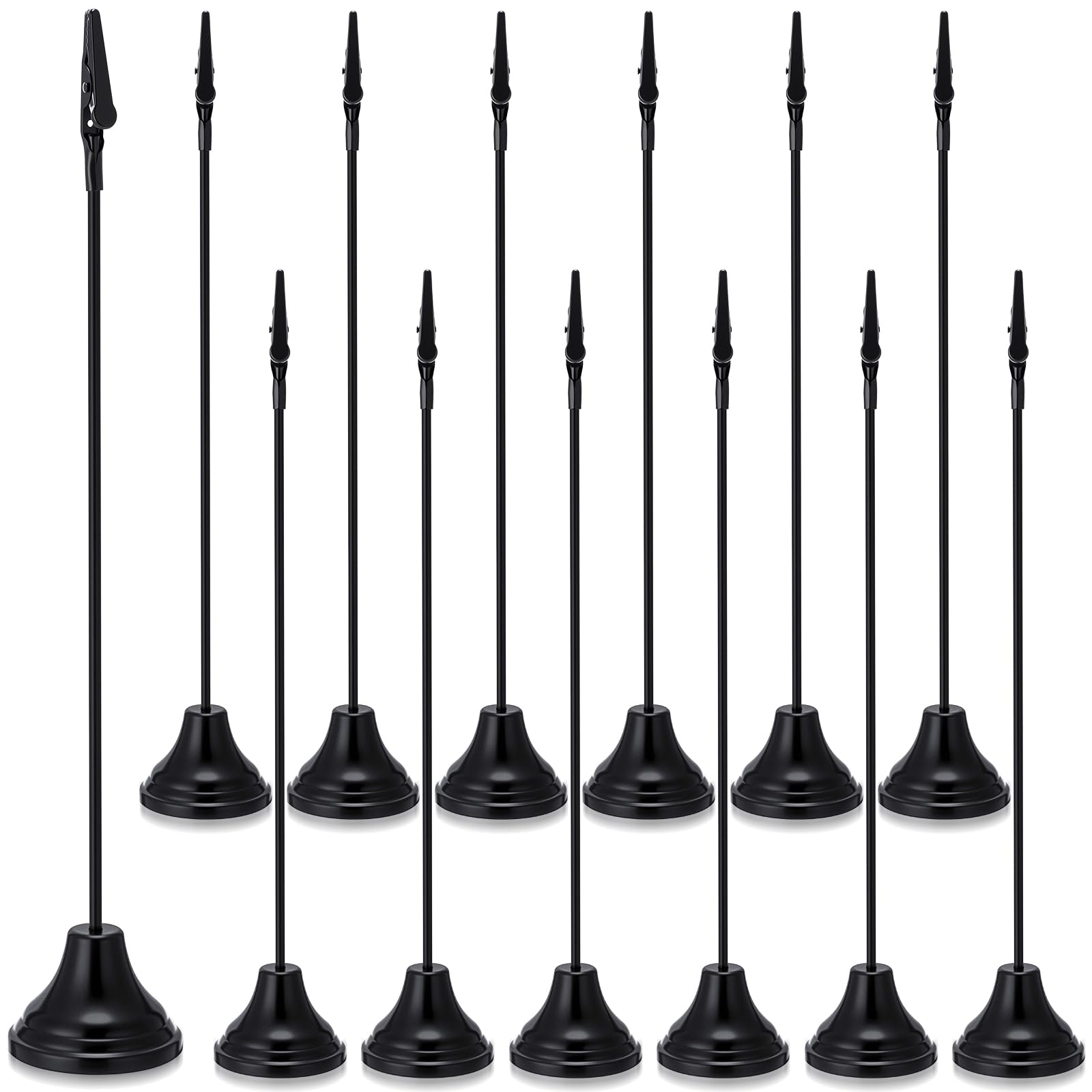 Skyygemm 12 Pcs Table Number Holders Metal Alligator Clip, Black, 12 Inch