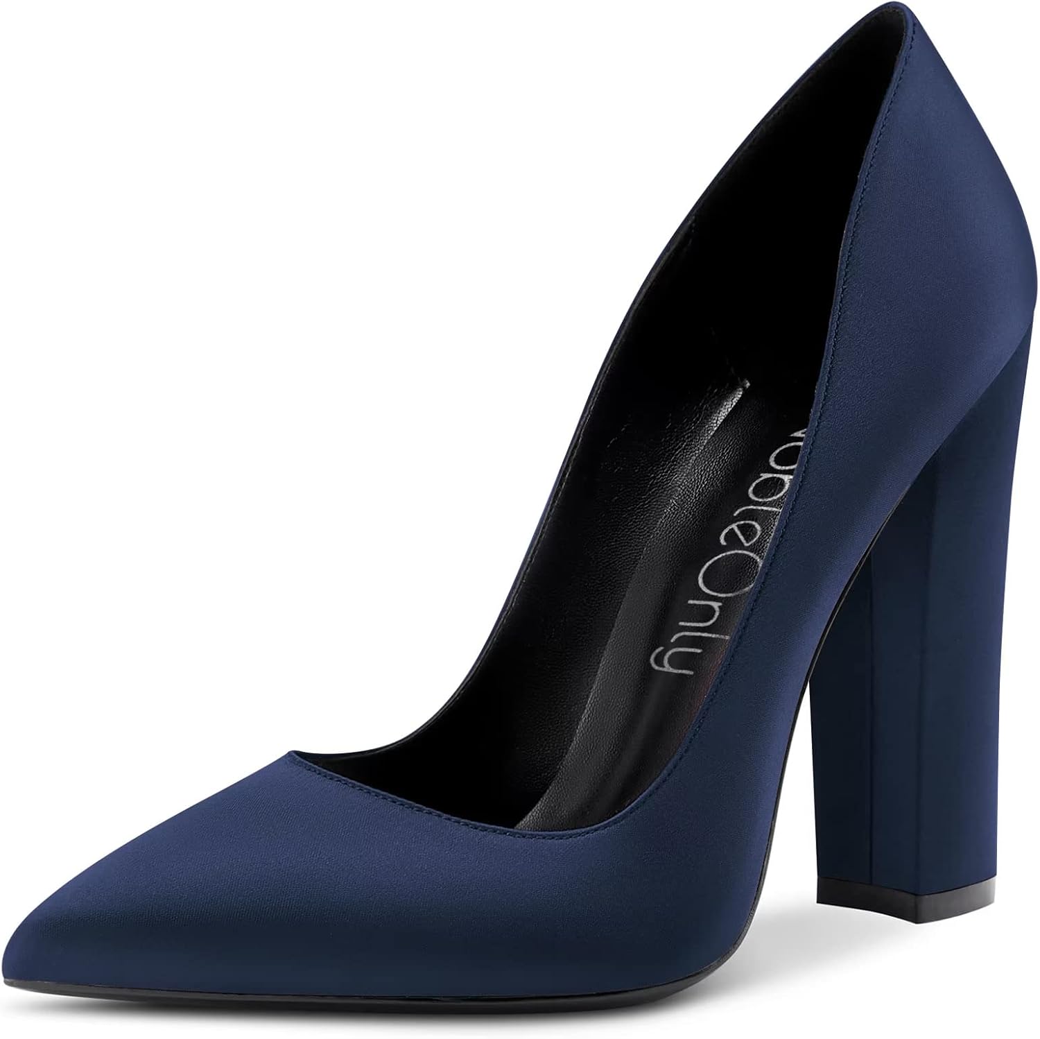 NobleOnly Women High Chunky Block Heel Pointed Toe Slip-on Pumps Dress Sexy Wedding 4.7 Inches Heels